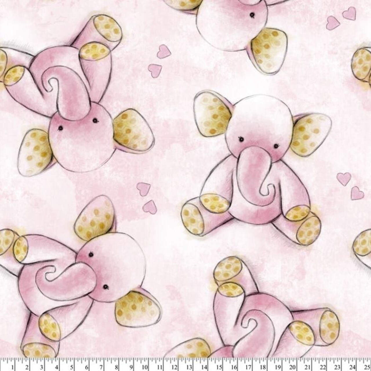Elephant Love Pink Anti-Pill Premium Fleece Fabric | By The Yard